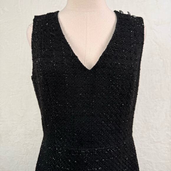 WHBM Metallic Tweed Dress Black Boucle Sheath Academia Career Preppy Size 10 - Picture 3 of 10
